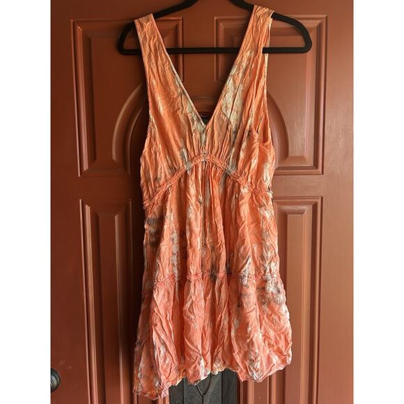 TIARE HAWAII Mini Dress One Size Tie Dye Plunge Neckline Tiered - Picture 5 of 8